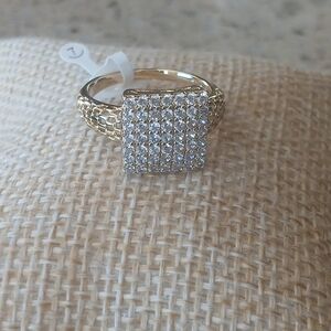 18k Gold Plated Pave Square CZ Ring - (7)